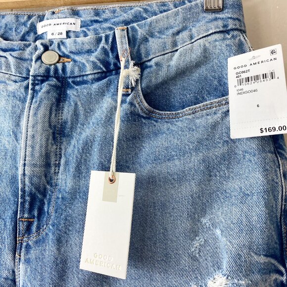 NWT Good American High Rise Straight Leg in Indigo Size 31 - Picture 3 of 6